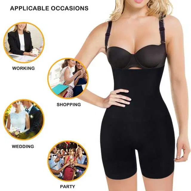 Women’s Cotton Lycra Tummy Control 4-in-1 Blended High Waist Tummy & Thigh Shapewear (S281)