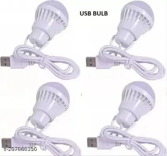USB LED Bulb, White, Pack of 4