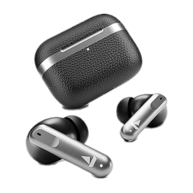 boAt Airdopes 111v2, Leather Finish,4Mics ENx, App Support Bluetooth Headset (Classic Black, True Wireless)