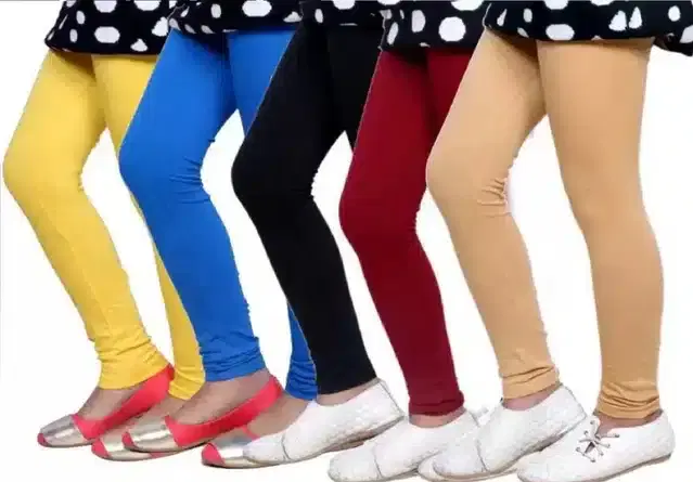 Soft & Comfortable Leggings for Girls, Pack of 5 (Multicolor, 2-3 Years)