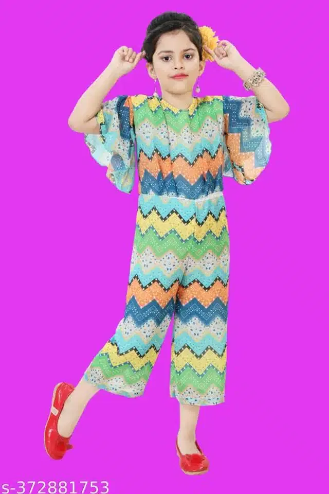Chiffon Jumpsuit for Girls (Multicolor, 7-8 Years)