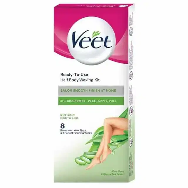 Veet Half Body Waxing Kit with Easy-Gelwax Technology for Dry Skin - 8 Strips