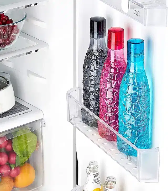 Plastic Fridge Water Bottle Set, Multicolor, Pack of 3, 1000 ml