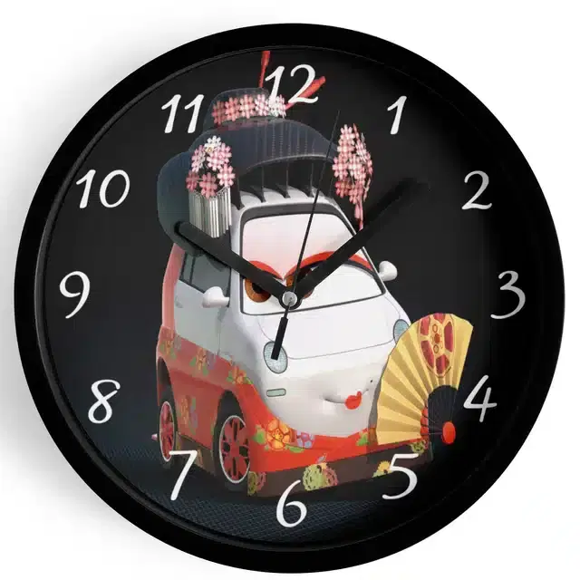 Analog Cars Wall Clock for Home, Black, 7 Inches