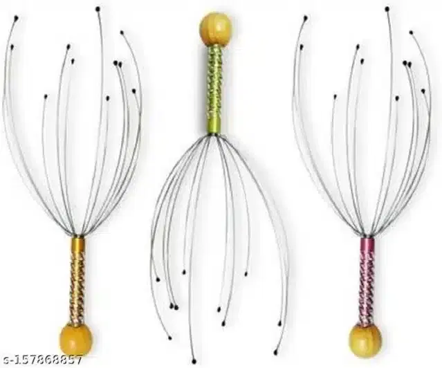 Head and Neck Massager, Yellow & Silver, Pack of 3