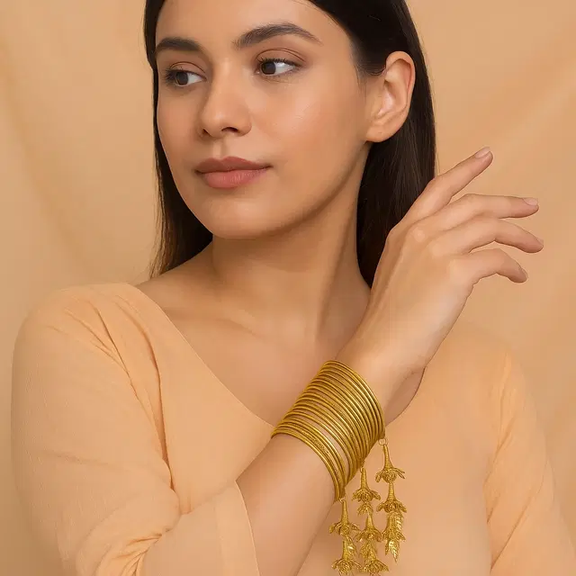 Mental Gold Plated Bangles for Women (Gold, 2.4) (20 Pcs)