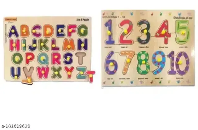 Wooden Educational Puzzle for Kids, Multicolor, Pack of 2