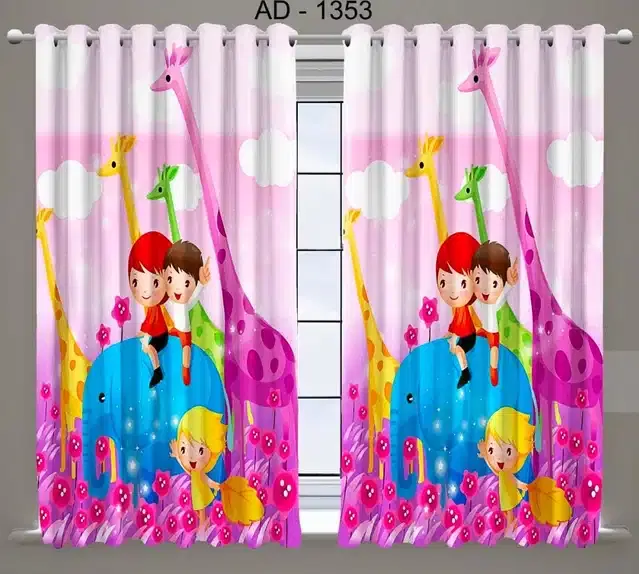 Polyester Printed Door & Window Curtains, Multicolor, 7 feet