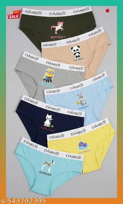 Printed Mid Rise Hipster Briefs for Women, Pack of 7 (Multicolor, 28)