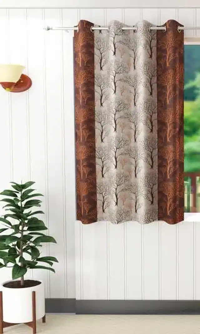 Window Curtain, Brown, 4X5 Feet