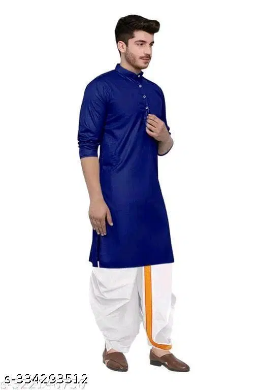 Kurta for Men (Navy Blue, M)