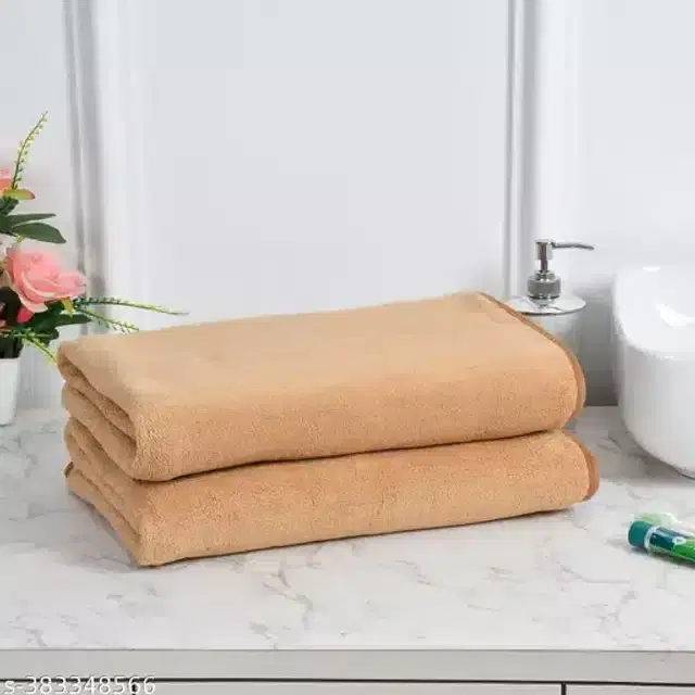 Cotton High Absorbent Bath Towels, Pack of 2, Brown, 70x140 cm