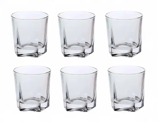 Afast Stylish Clear Transparent Multipurpose Drinking Glass- Water/Juice, 150 ml, Glass, Clear, White, Pack of 6