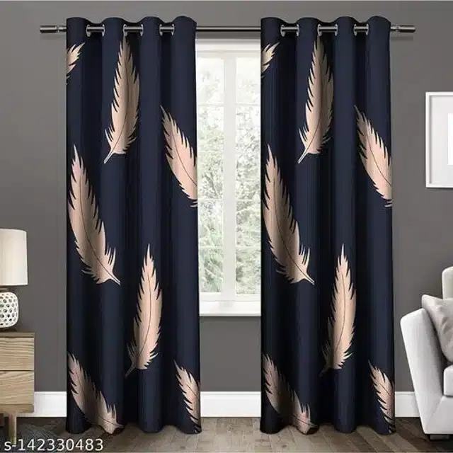Polyester Window Curtain, Multicolor, 5 Feet, Pack of 2
