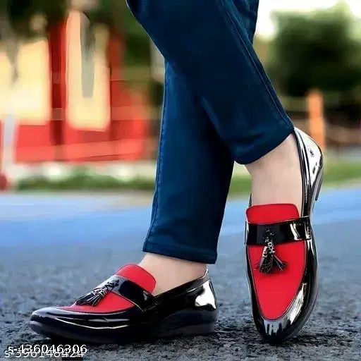 Loafers for Men (Red & Black, 6)