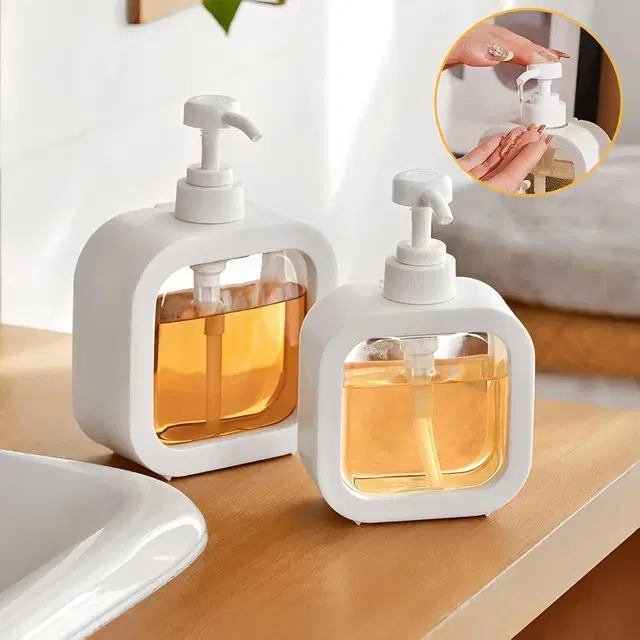 Plastic Refillable Liquid Soap Dispenser for Bathroom, Multicolor, 300 ml, Pack of 2