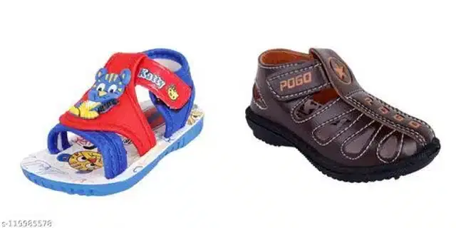 Velcro Sandals for Infants, Pack of 2 (Multicolor, 6-9 Months)