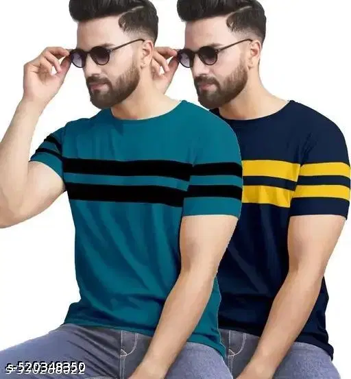 Cotton Blend T-shirt for Men, Multicolour, Pack of 2 (XXS)