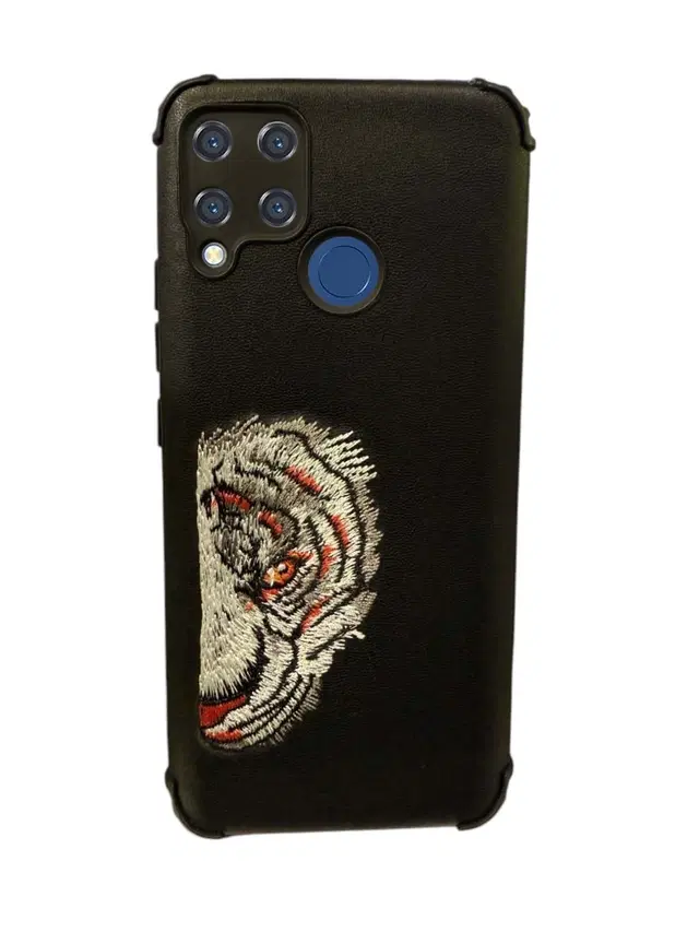 Synthetic Pu Leather Back Cover For Realme Rmx2180 / C15, Black