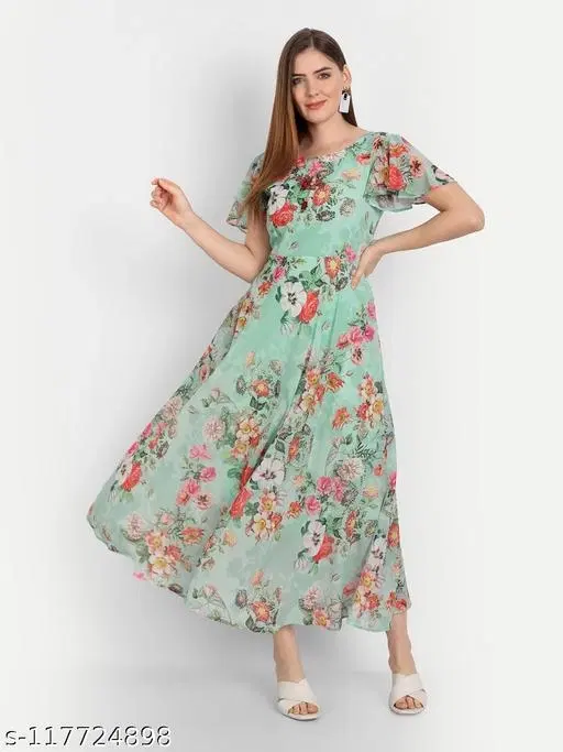 Anarkali Kurti for Women (Green, XS)