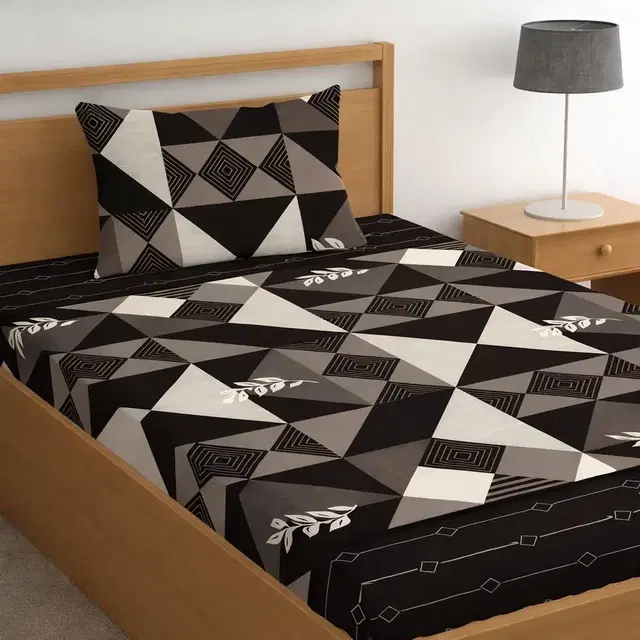 Microfibre Single Abstract Floral Printed Bedsheet 60x90in Brown