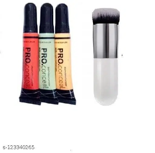 HD Pro LA Concealer, Liquid Spot Corrector And Contour Beauty Pack Of 3 [Orange,Yellow,Green] Concealer with Bullet Makeup Brush