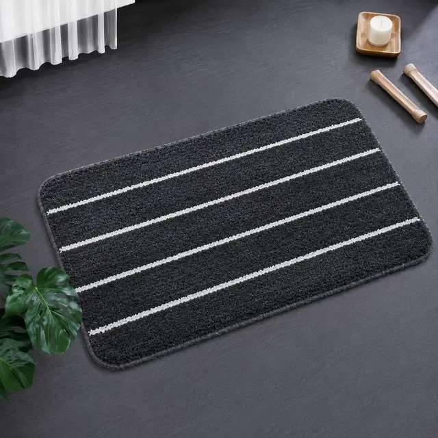 SimpleHome Stripe Doormat 38x58cm Grey