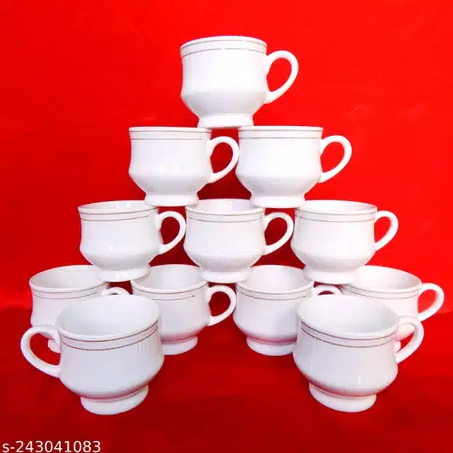Ceramic Cup Set, White, 120 ml, Pack of 12