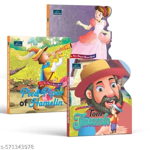 Fairy Tale Shaped Board Book | Cinderella, The Pied Piper, and Tom Thumb | for kids | story books | (Set of 3)