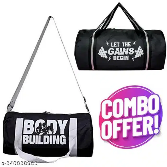 Faux Leather Gym Bags, Black, Pack of 2
