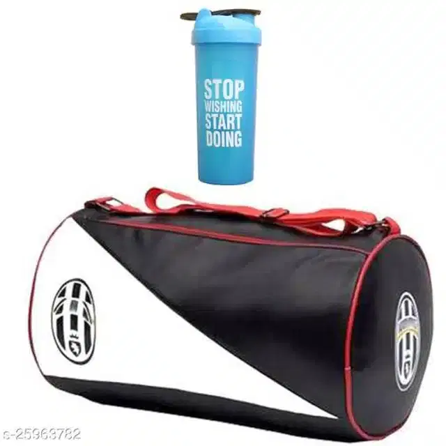 Combo of Gym Bag with Shaker Bottle, 600 ml, Multicolor, Set of 2