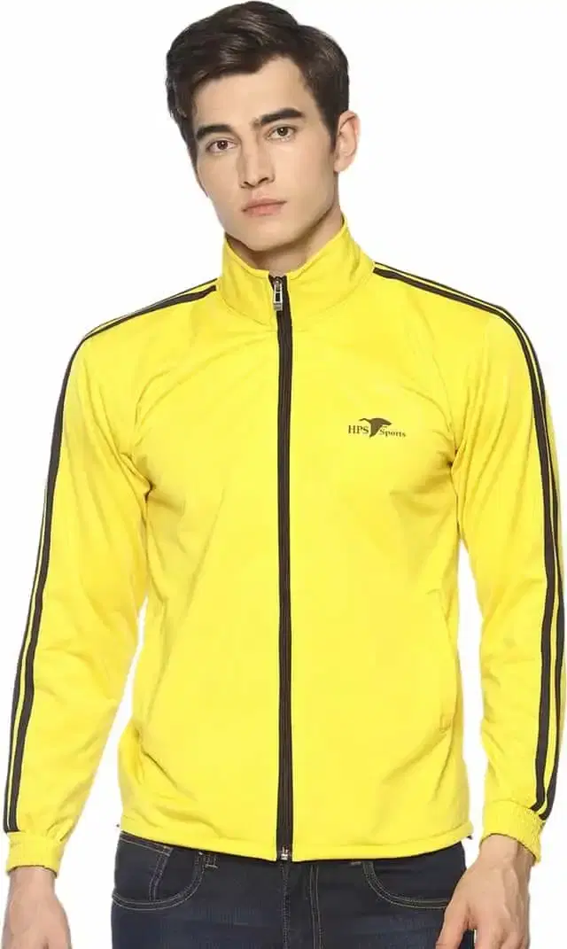 HPS Sports Full Sleeve Solid mens Jacket (Yellow, S) (HP0283)