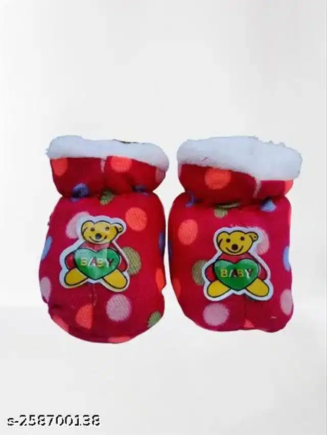 Infants Booties for Kids (Red, 0-3 Months)