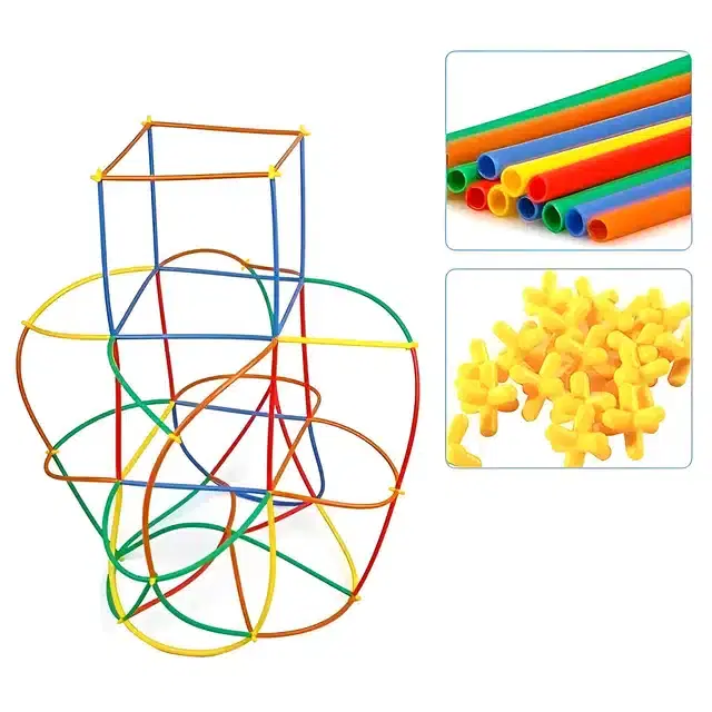 Plastic Educational Straw 400 Pcs Assembly Blocks Toy Set for Kids, Multicolor