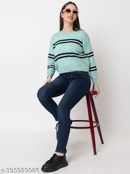 Acrylic Sweater for Women (Sky Blue, XL)