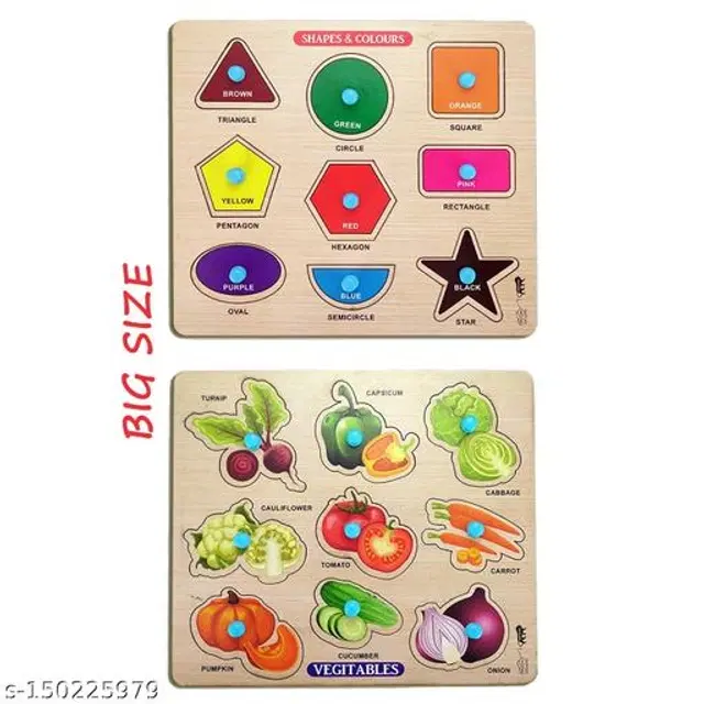 Wooden Puzzles for Kids, Multicolor, Pack of 2