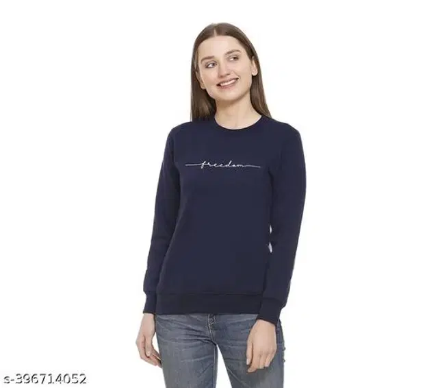 Fleece Sweatshirt for Women (Navy Blue, S)
