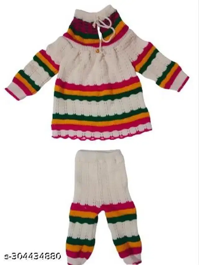 Woolen Sweater & Pant for Girls (Multicolor, 6-9 Months)