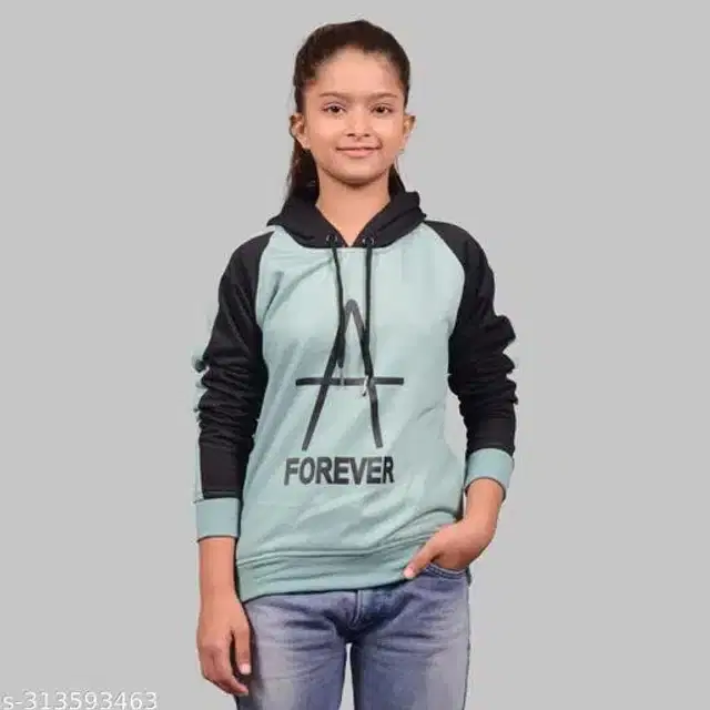 Full Sleeves Hoodies for Girls (Aqua Blue, 3-4 Years)