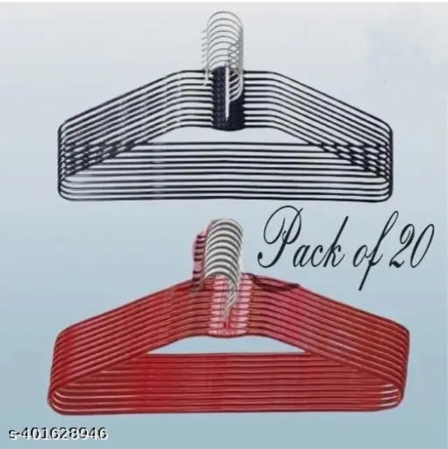 Plastic Non Slip Clothes Hangers, Red & Black, Pack of 20