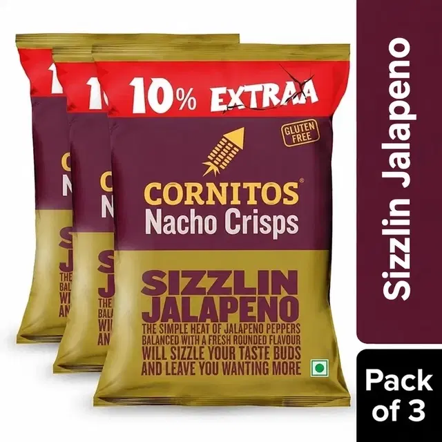 Cornitos Nachos Sizzlin Jalapeno 65 g - Pack of 3
