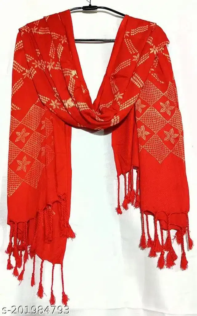 Viscose Scarf for Women (Red, 1.8 m)