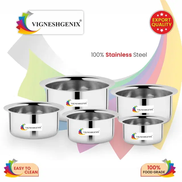 Stainless Steel Handi, Silver, Set of 5
