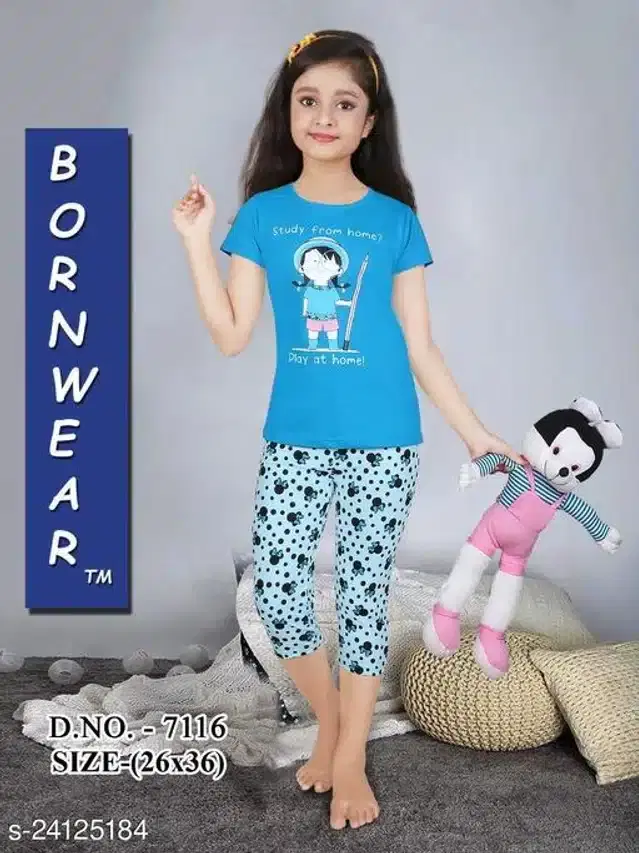 Nightsuit for Girls (Multicolor, 6-7 Years)