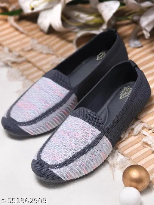 Solid Mesh Ballerinas (Grey, 9-9.5 Years)