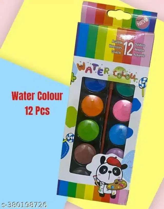 Watercolor Palette with Brush, Multicolor, Set of 1