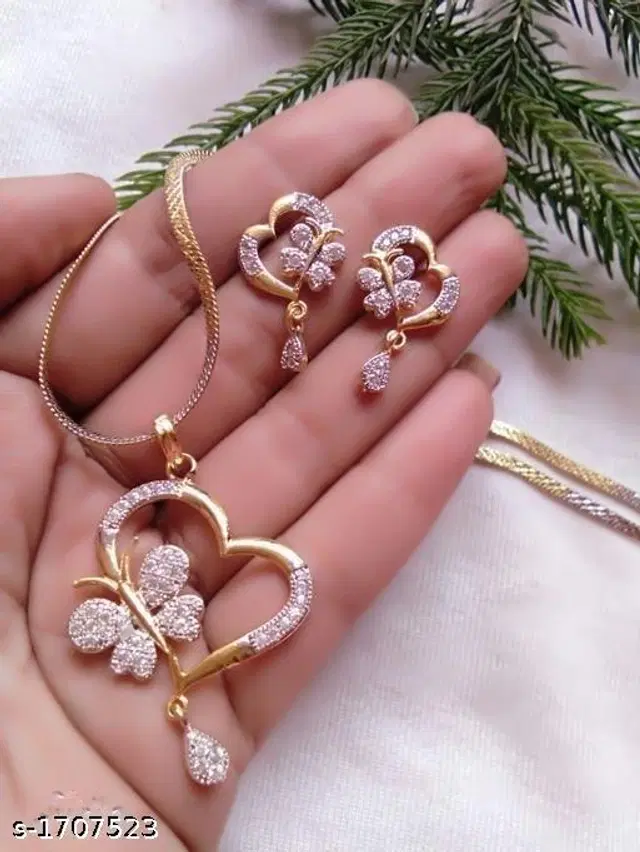 Alloy Necklace with Earrings for Women, Set of 1 (Multicolor)