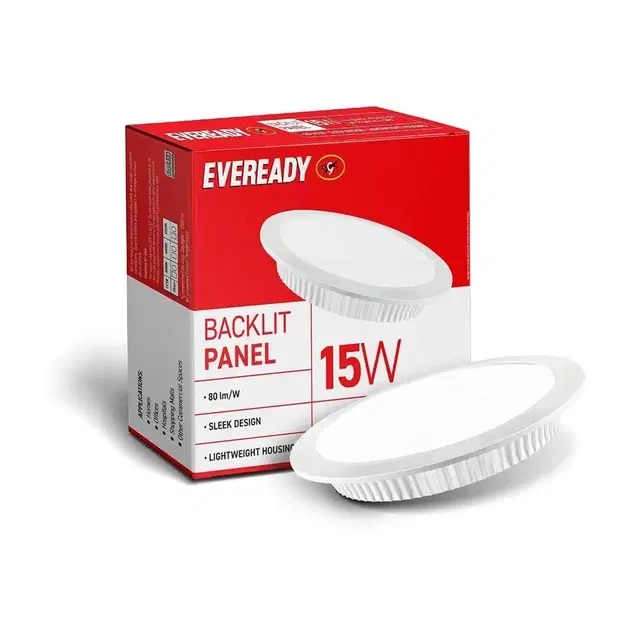 Eveready 15W Backlit Panel, Sleek Design, Cool White (6500K), Round, Pack of 1