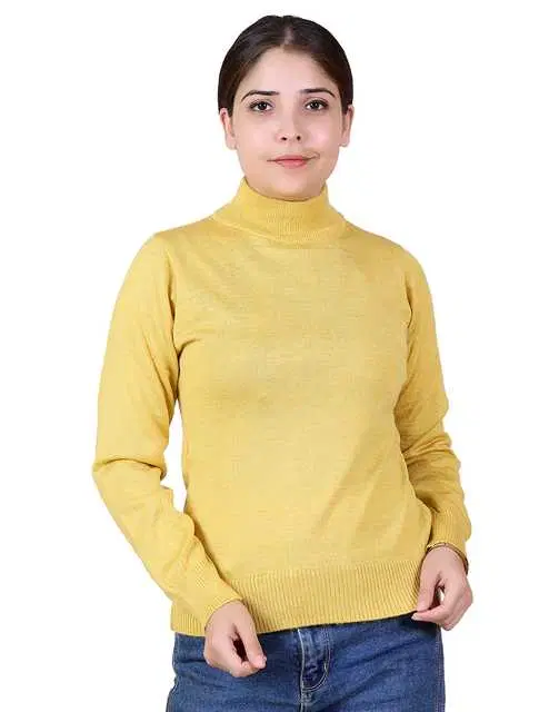 Women's Full Sleeves Sweater (Yellow, M) (M341)