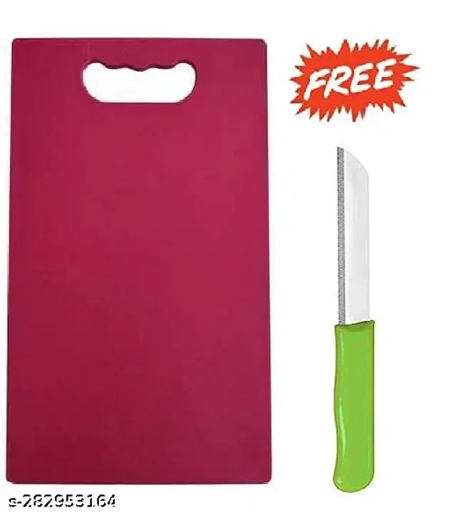 Plastic Chopping Board with Knife, Multicolor, of 1